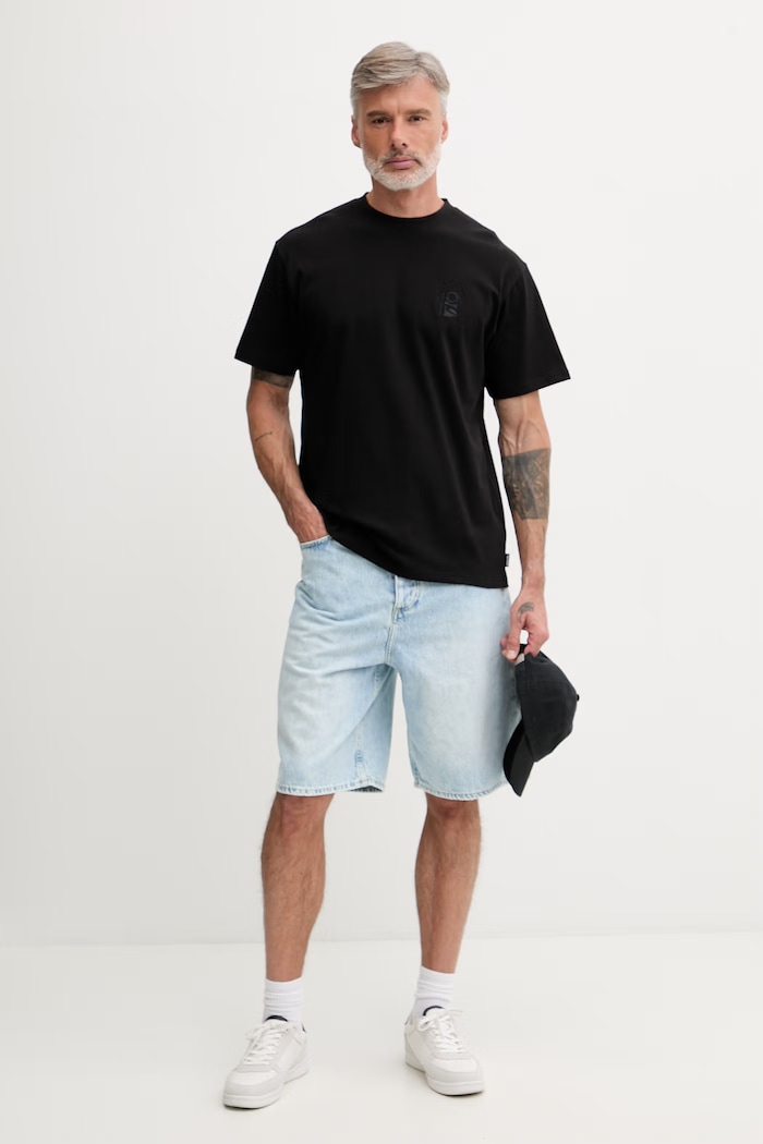 Rip Curl T-shirt męski bawełniany SEARCH EMBROIDERY 0JCMTE czarny SS26