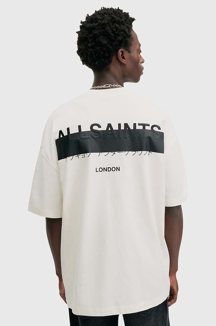 Памучна тениска AllSaints REDACT SS CREW M002PC бял SS26