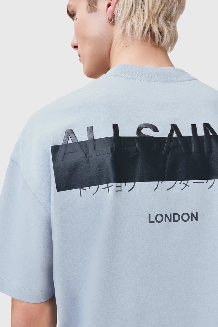 Oblečenie Bavlnené tričko AllSaints REDACT SS CREW M002PC modrá