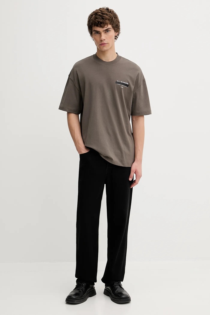 Βαμβακερό μπλουζάκι AllSaints REDACT SS CREW M002PC πράσινο SS26