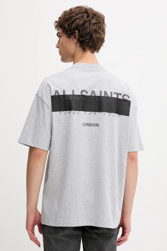 Βαμβακερό μπλουζάκι AllSaints REDACT SS CREW γκρί M002PC