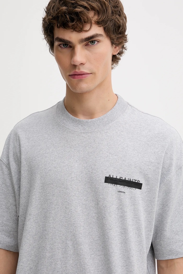 Βαμβακερό μπλουζάκι AllSaints REDACT SS CREW γκρί M002PC