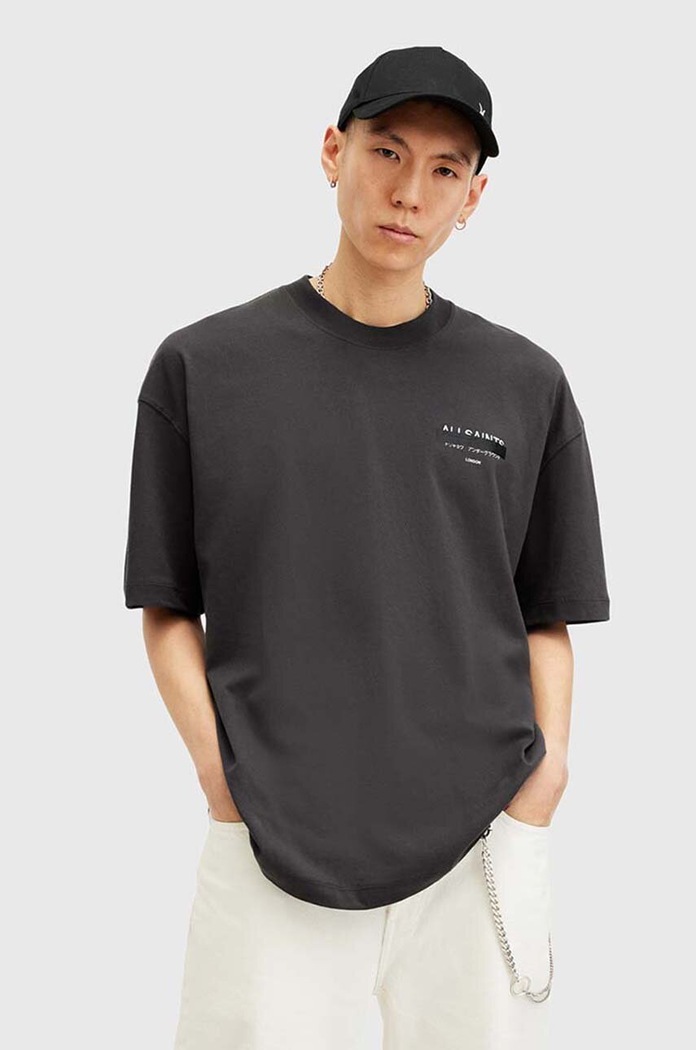 AllSaints t-shirt bawełniany REDACT SS CREW nadruk czarny M002PC