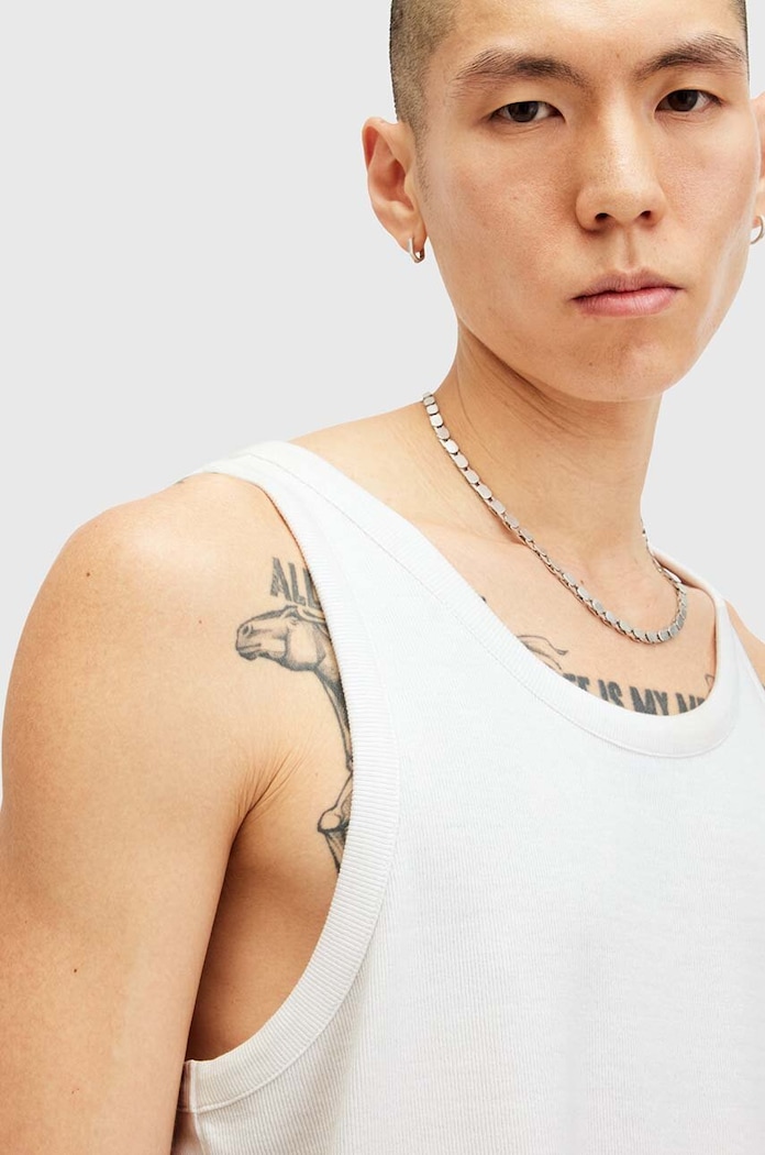AllSaints top bawełniany EDWARDS VEST M008JB biały AW25