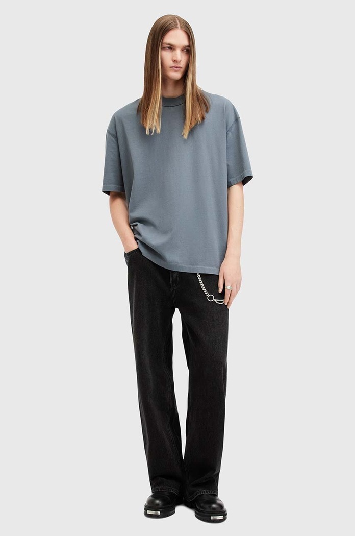 T-shirt bawełniany ISAC SS CREW AllSaints M024JB niebieski