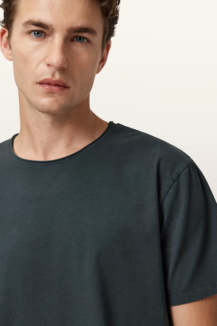 Βαμβακερό μπλουζάκι AllSaints BODEGA SS CREW M026JB γκρί SS26
