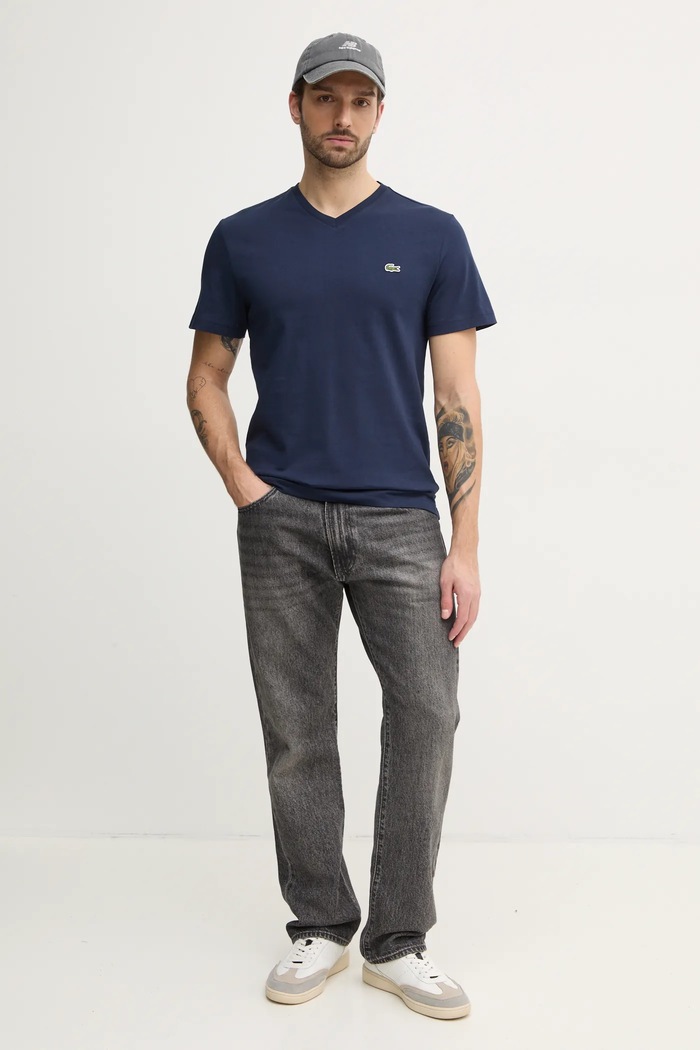 Lacoste t-shirt bawełniany TH5077 granatowy SS25