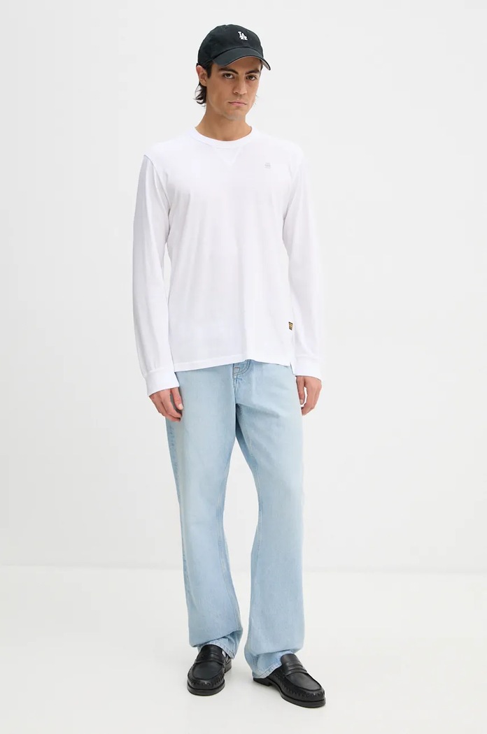 G-Star longsleeve bawełniany D25076.336 biały AW24