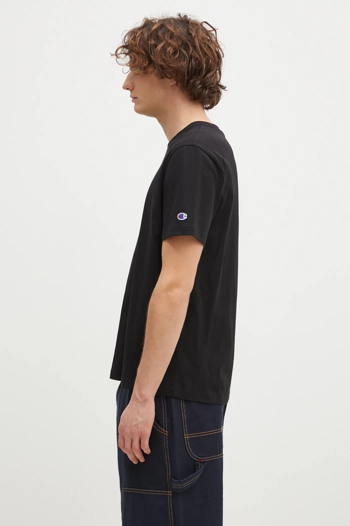 Хлопковая футболка Champion Crewneck 220713 чёрный AW24