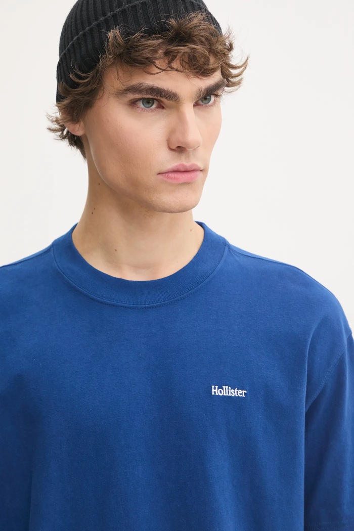 Bavlněné tričko Hollister Co. modrá KI323.4309.220