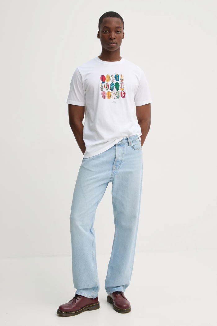 Bavlněné tričko PS Paul Smith M2R.011R.AP8921 bílá SS25