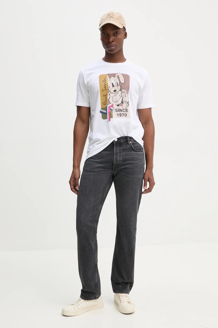 PS Paul Smith Βαμβακερό μπλουζάκι PS Paul Smith M2R.011R.PP5083 λευκό SS25