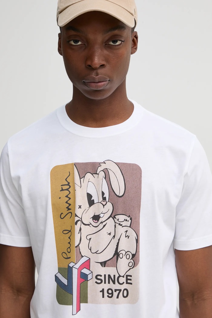 Βαμβακερό μπλουζάκι PS Paul Smith PS Paul Smith M2R.011R.PP5083 λευκό