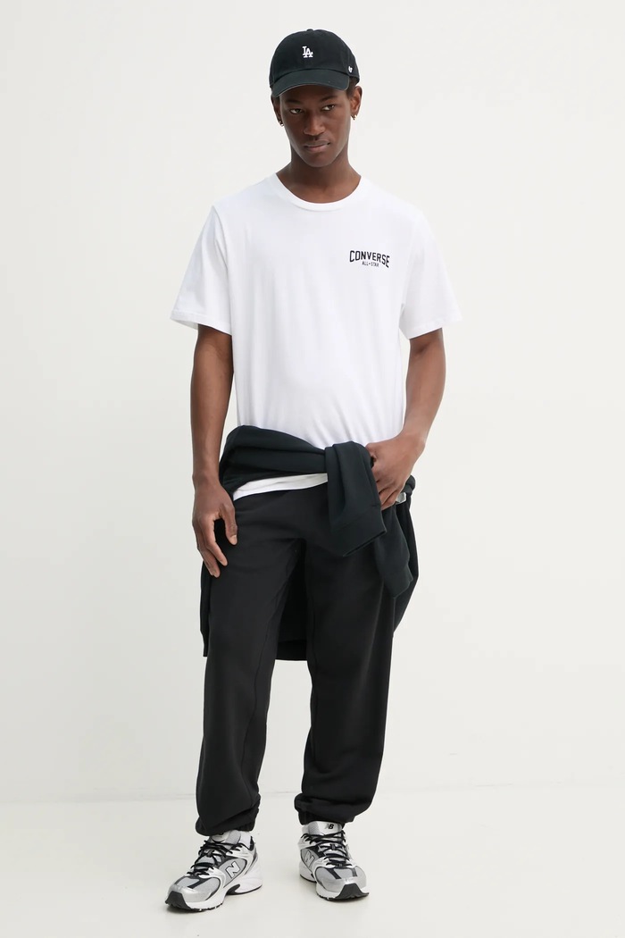 Bavlněné tričko Converse 10027561.A02 béžová SS25