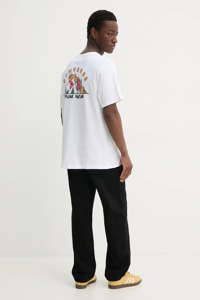 Converse t-shirt bawełniany 10027097.A02 beżowy SS25