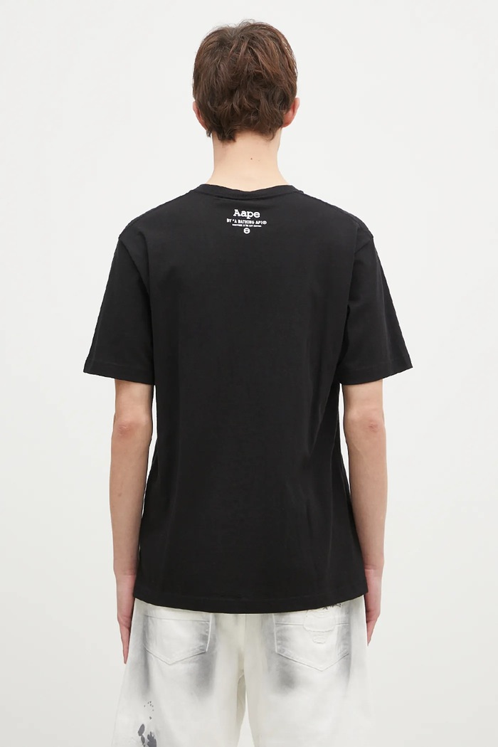 Одежда Хлопковая футболка AAPE Moon Face Logo AAPTEM1561XXN чёрный