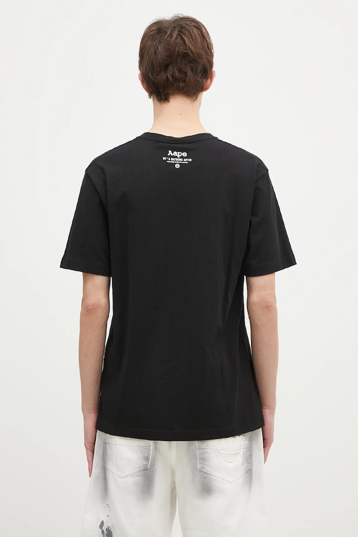 Одежда Хлопковая футболка AAPE Moon Face Logo AAPTEM1561XXN чёрный