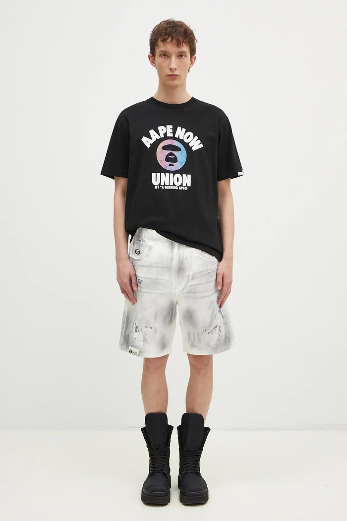 Хлопковая футболка AAPE Moon Face Logo AAPTEM1561XXN чёрный