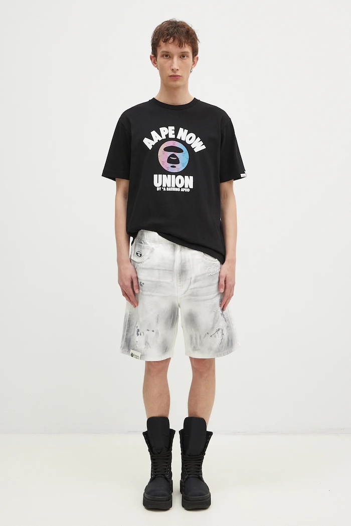 Хлопковая футболка AAPE Moon Face Logo AAPTEM1561XXN чёрный