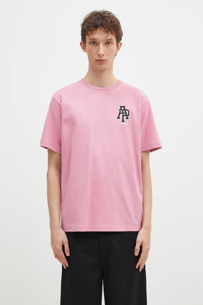 Бавовняна футболка AAPE Basic надрук рожевий AAPTEM1562XXN