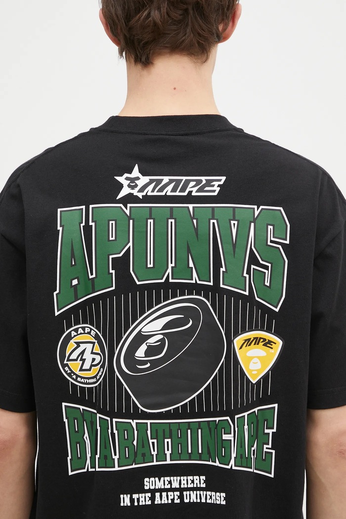 Bavlněné tričko AAPE Moon Face Logo černá AAPTEM1547XXN