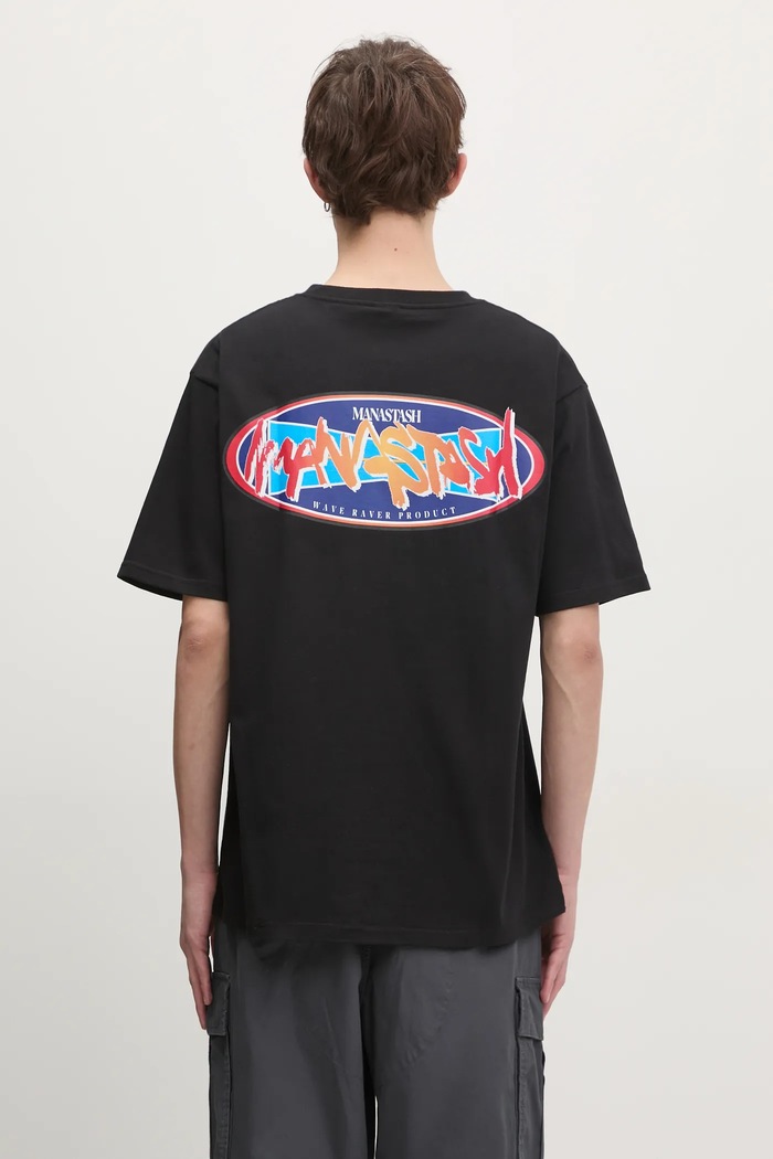 Clothing Manastash cotton t-shirt Citee Paint Logo 7924234004 black