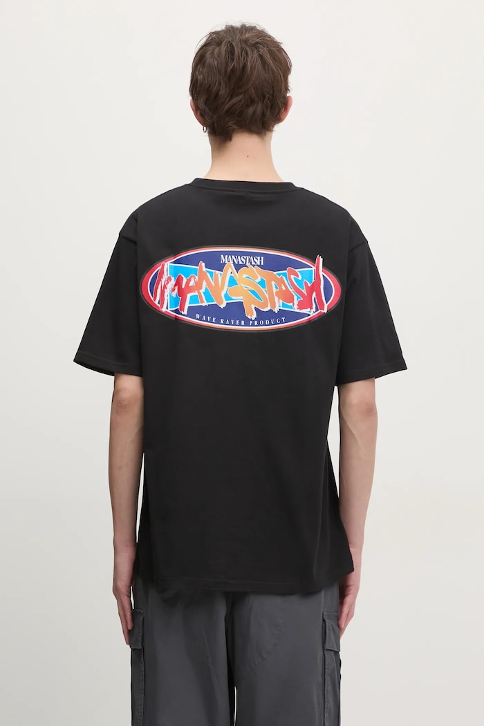 Clothing Manastash cotton t-shirt Citee Paint Logo 7924234004 black