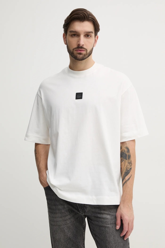 Bavlněné tričko Armani Exchange kulatý béžová XM000118.AF10361