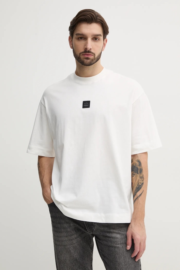 Bavlněné tričko Armani Exchange kulatý béžová XM000118.AF10361