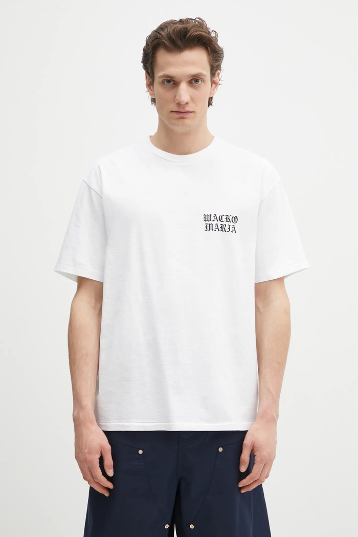 Bavlněné tričko Wacko Maria Washed Heavy Weight relaxed bílá 24FW.WMT.WT02