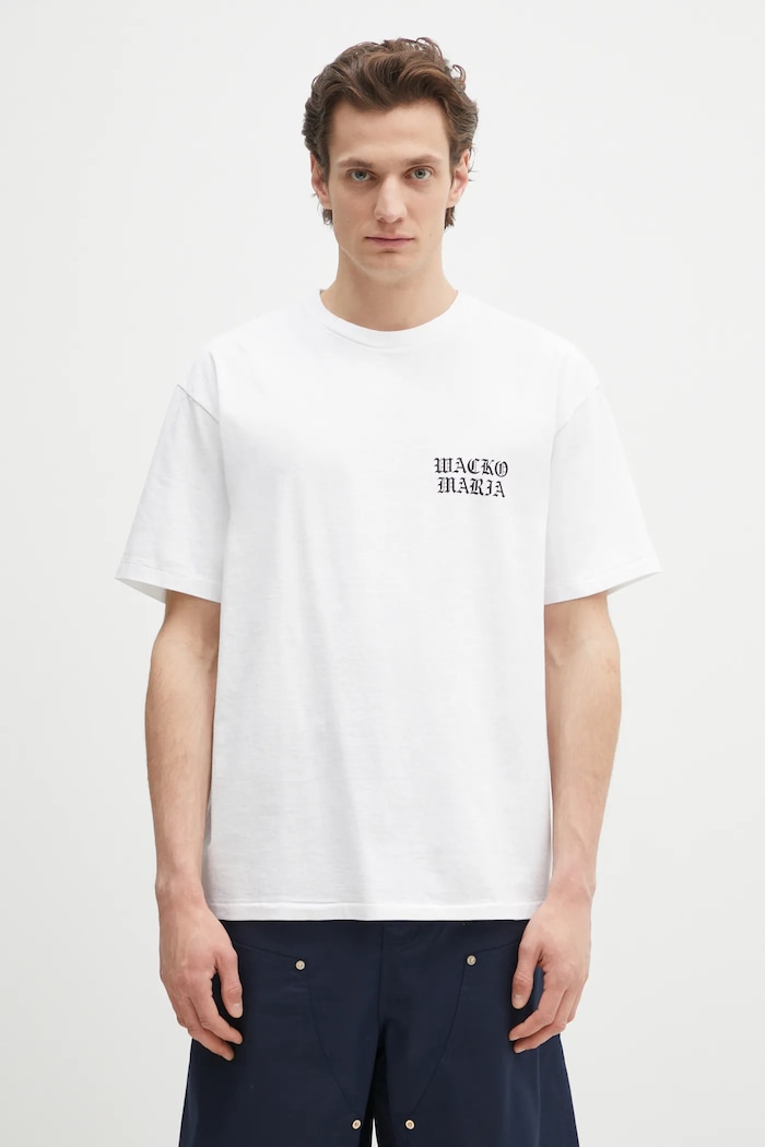 Bavlněné tričko Wacko Maria Washed Heavy Weight relaxed bílá 24FW.WMT.WT02