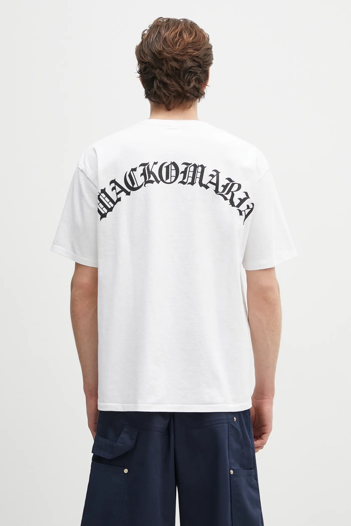 Oblečení Bavlněné tričko Wacko Maria Washed Heavy Weight 24FW.WMT.WT02 bílá