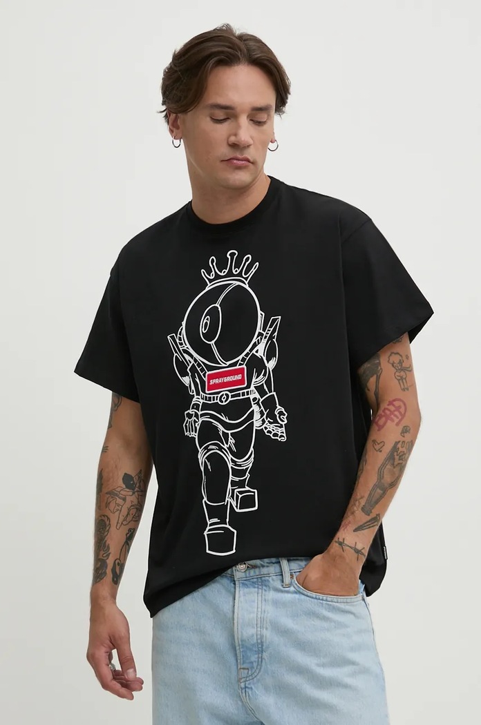 Памучна тениска Sprayground SP620 черен AW24