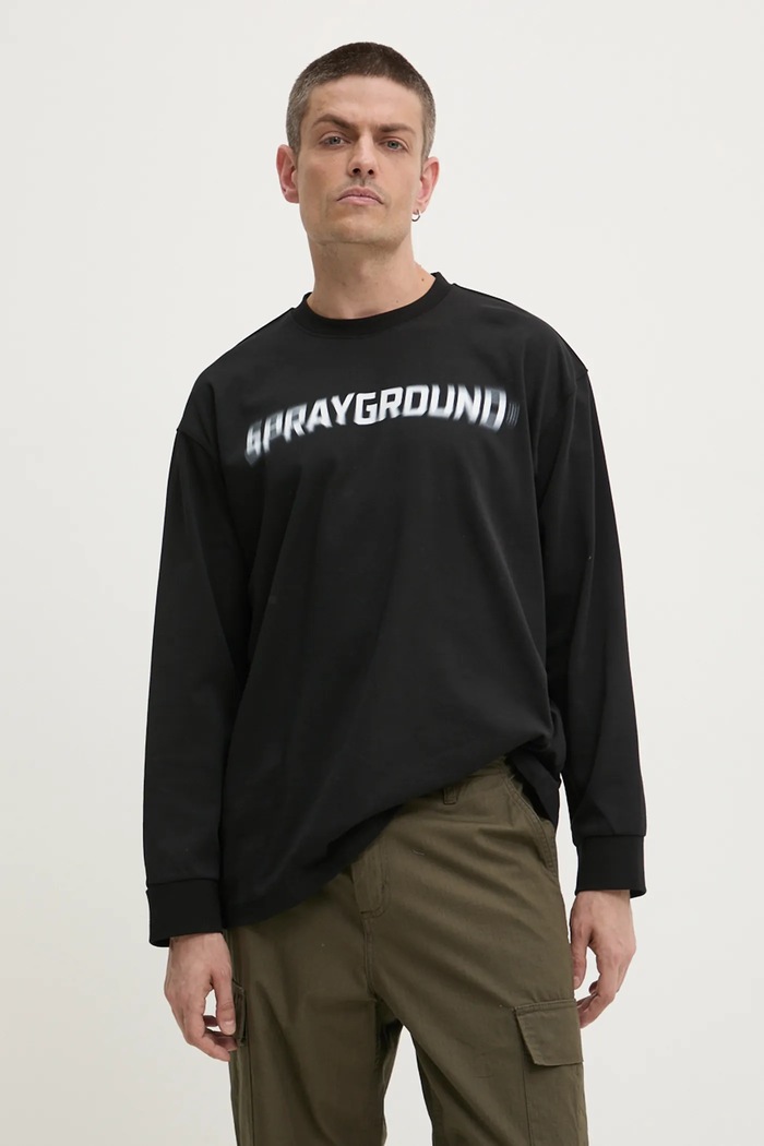 Longsleeve din bumbac Sprayground SP624 negru