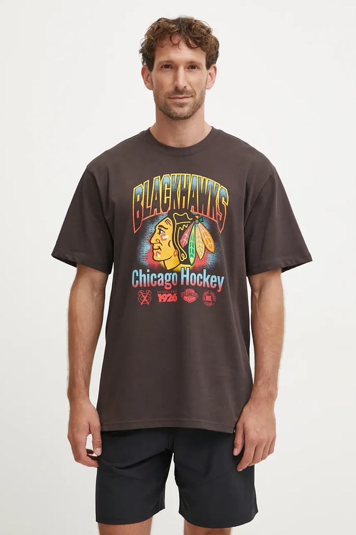 47 brand T-shirt bawełniany NHL Chicago Blackhawks HH004TMYIHQ620699C9 szary AW24