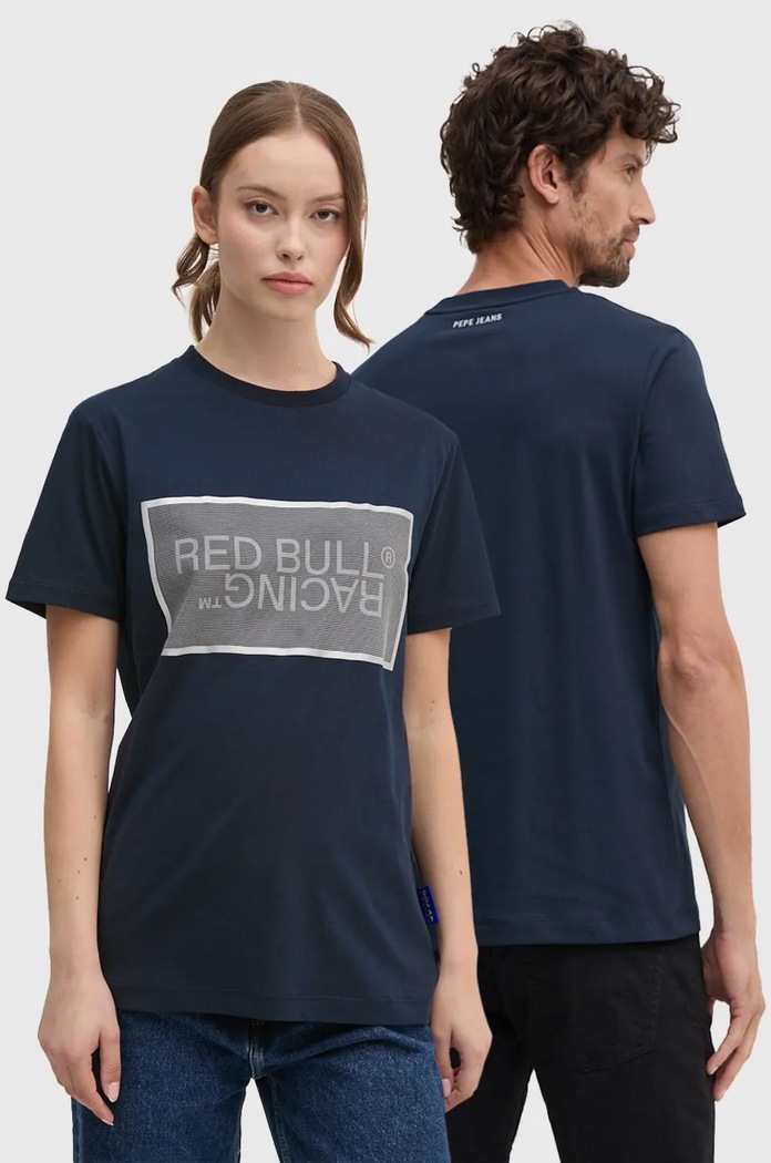 Pepe Jeans tricou din bumbac Red Bull Racing x Pepe Jeans print bleumarin RU500004