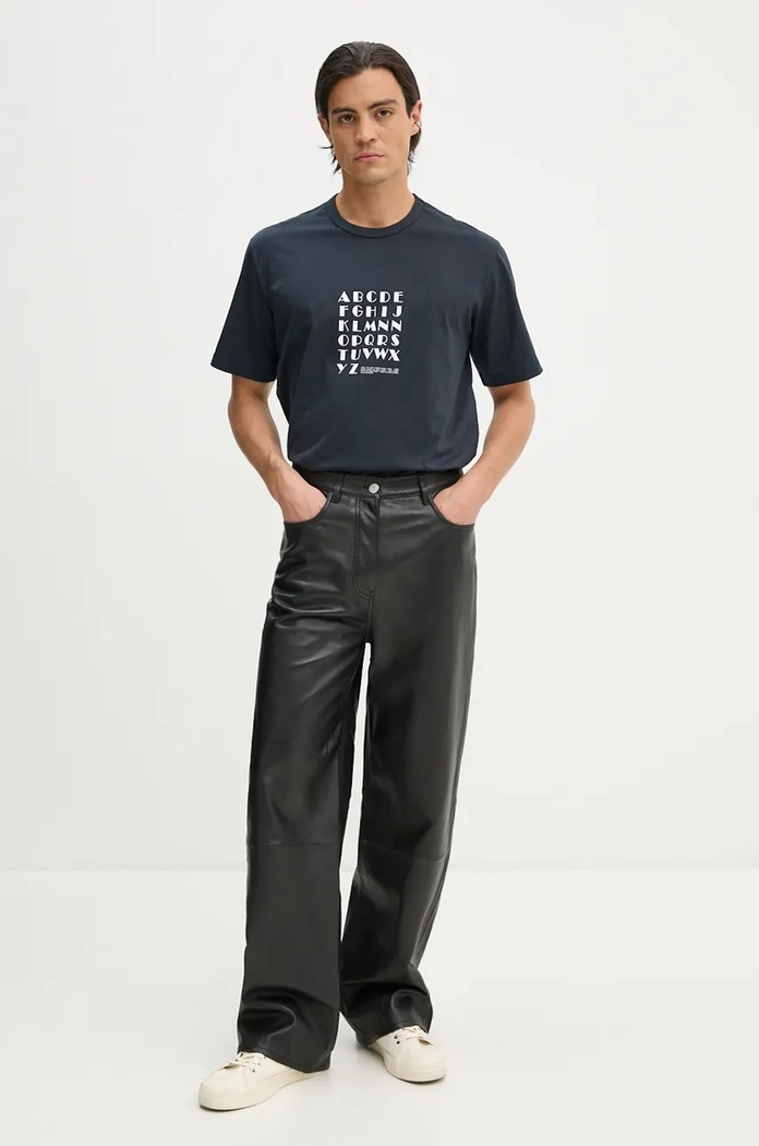 Sunnei tricou din bumbac RTWXJER016 bleumarin AW24