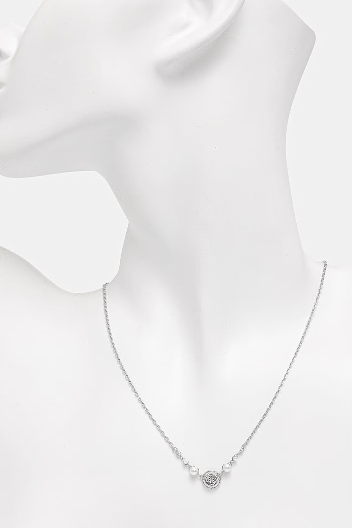 Akcesoria Guess naszyjnik z zawieszką damski ze stali nierdzewnej TINY PEARLY JUBN05.519JW srebrny