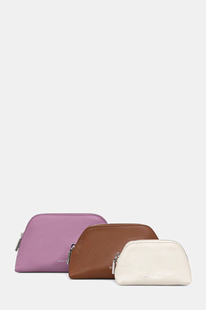 Kožená kosmetická taška Coccinelle 3-pack fialová E5.TMF.25.04.01