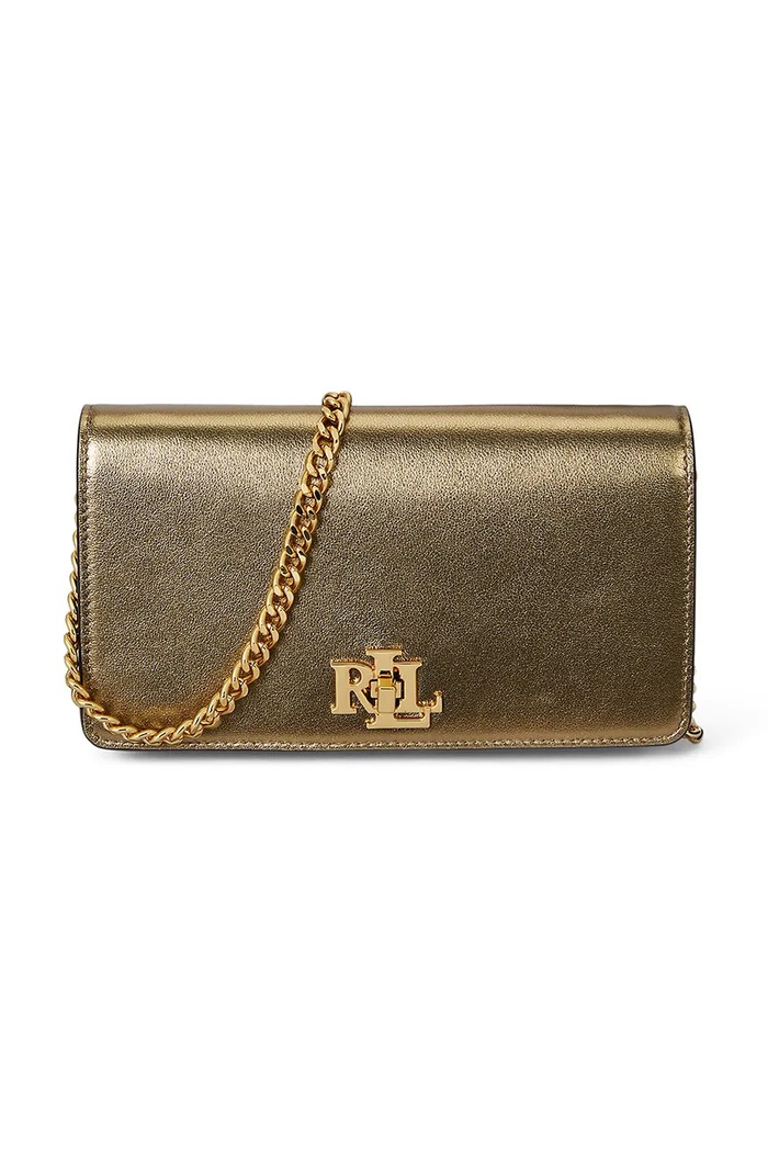 Lauren Ralph Lauren torebka skórzana skóra licowa złoty 432P02411
