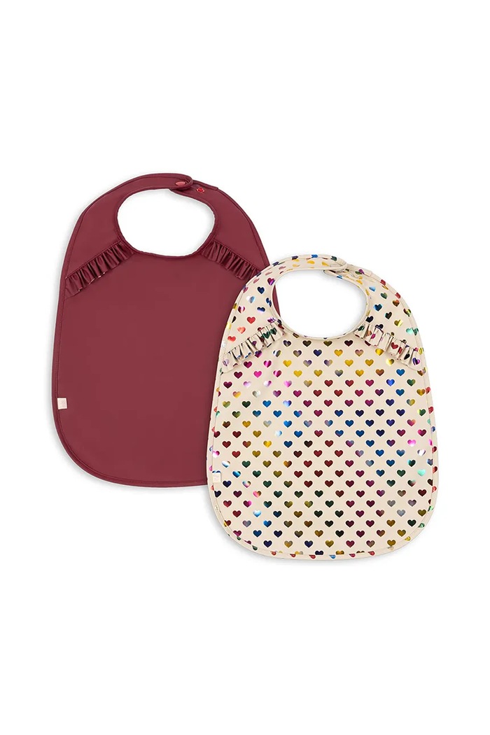 Konges Sløjd Salopetă pentru bebelusi 2 PACK GLITTER DINNER BIB WITH FRILL 2-pack burgundia KS103639.9BYA