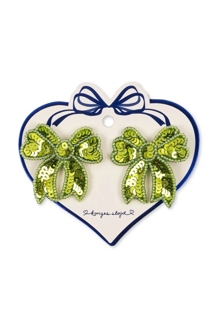 Otroške sponke za lase Konges Sløjd 2 PACK SEQUIN BOW HAIR CLIP 2-pack zelena KS104183.9BYA