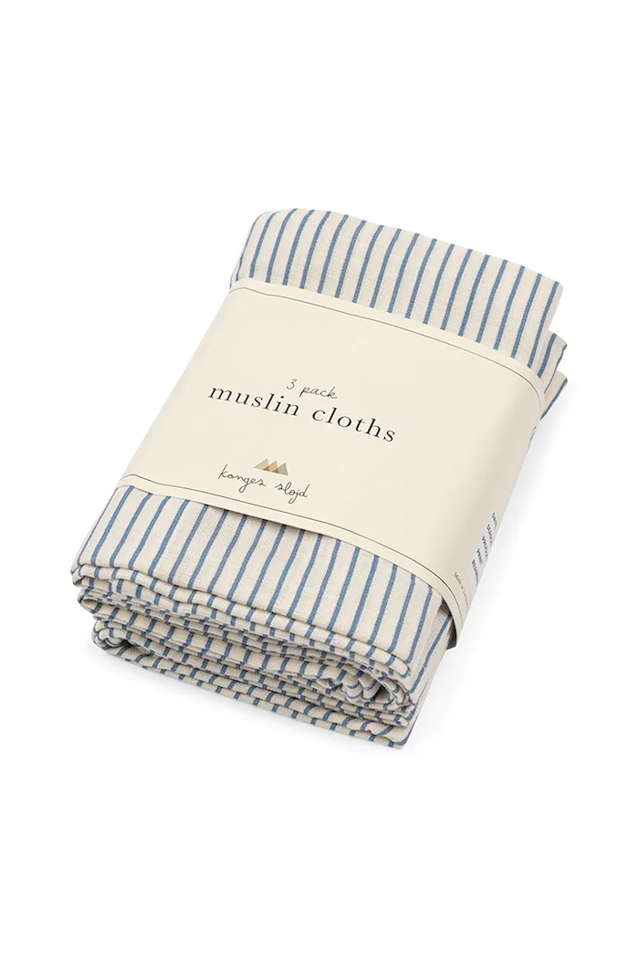 Konges Sløjd Βρεφικό ύφασμα Konges Sløjd 3 PACK MUSLIN CLOTH GOTS 3-pack μπλε KS103655.9BYA