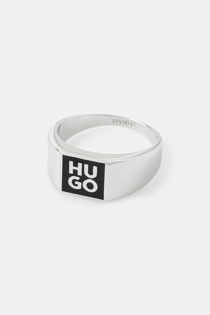HUGO inel E-STACKEDLOGO2-RIN Gift Box negru 50544511