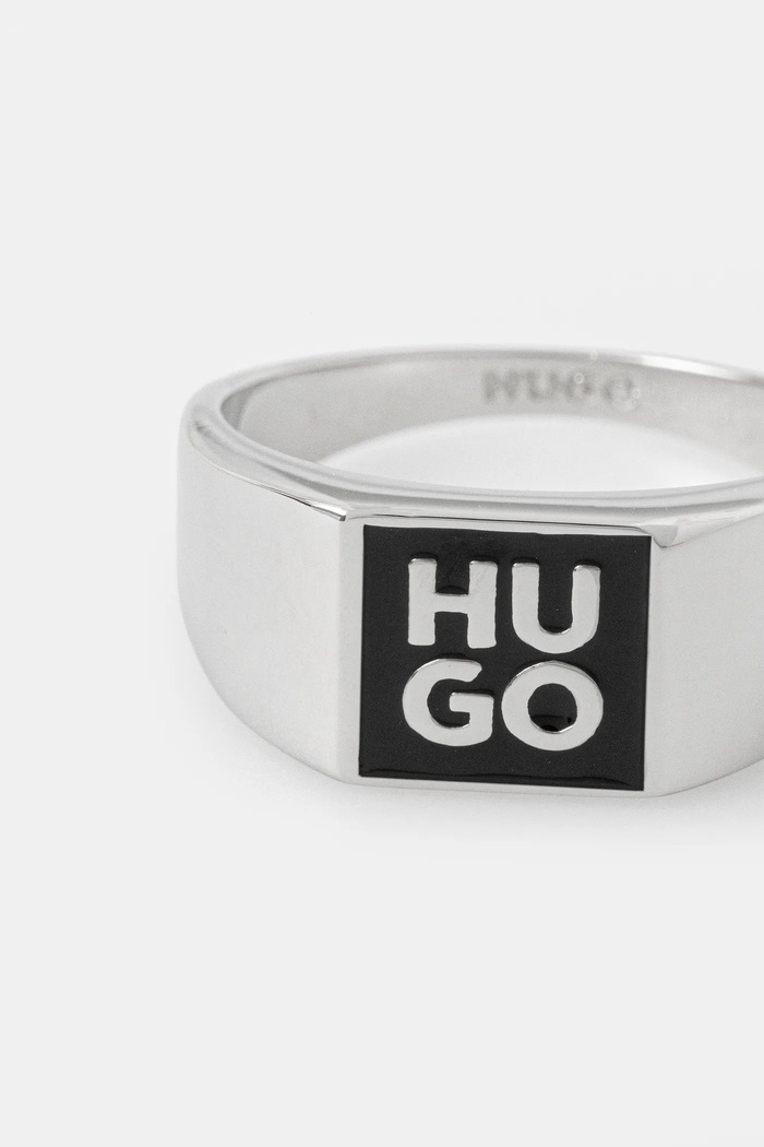 HUGO inel E-STACKEDLOGO2-RIN 50544511 negru AW25