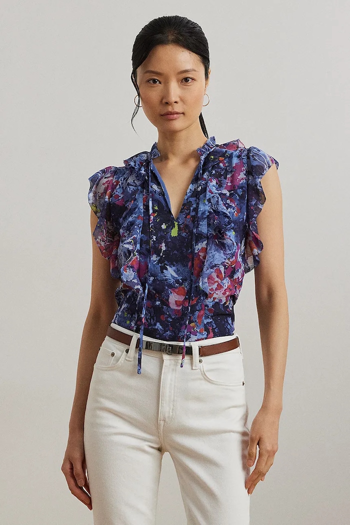 Lauren Ralph Lauren bluză cu modele albastru 200970718