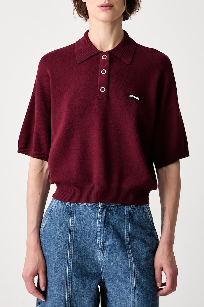 Rotate pulover din lână merino pentru femei burgundia 1143042734