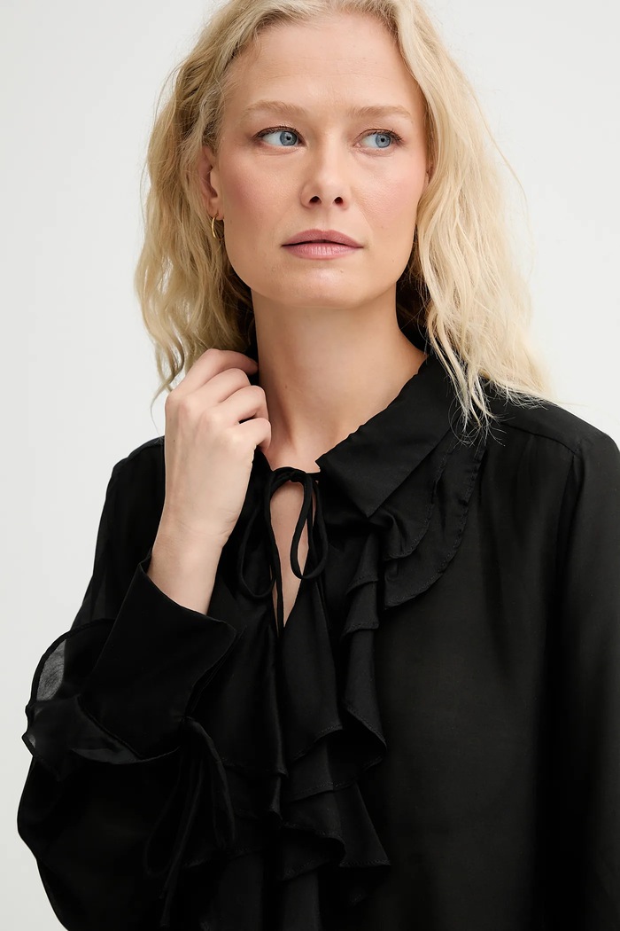 MUNTHE bluză din amestec de mătase LESIENNA negru 253100025326