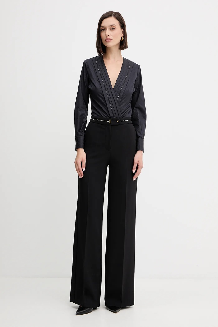 Elisabetta Franchi body din bumbac CB00256E2 bleumarin AW25