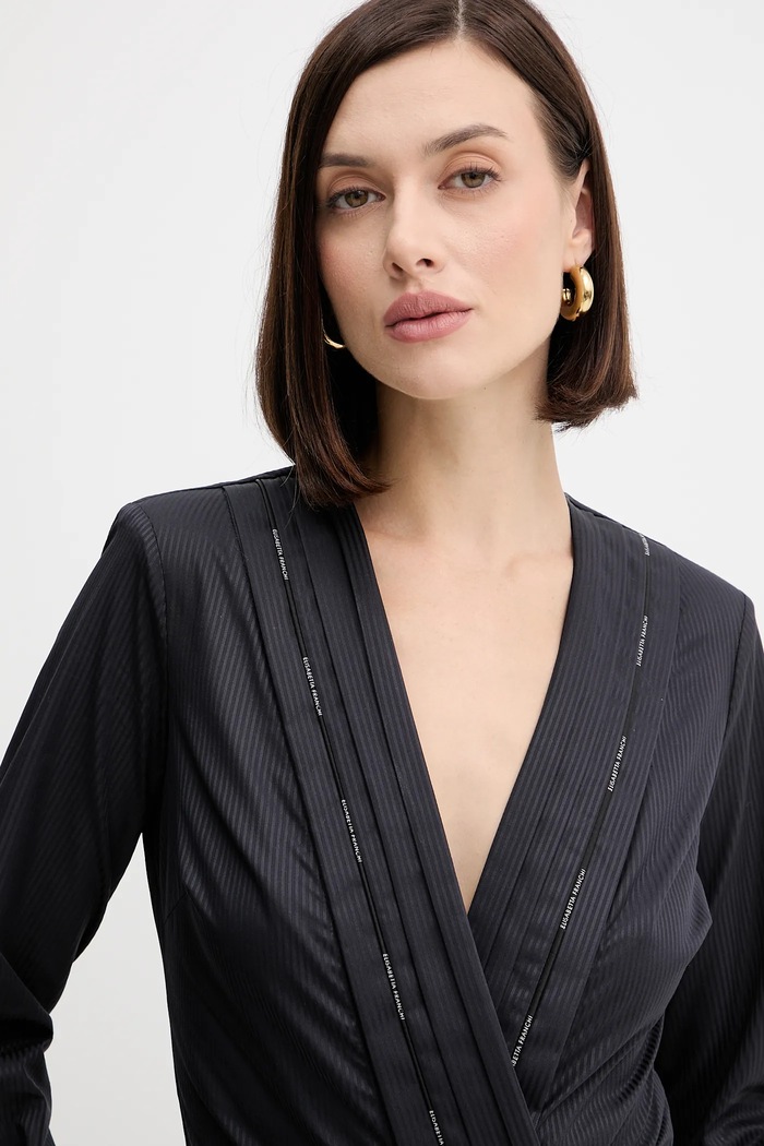Elisabetta Franchi body din bumbac CB00256E2 bleumarin